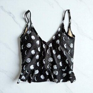 KORTNI JEANE Moon Lunar Phases Print Swim Tankini Top Size XS
